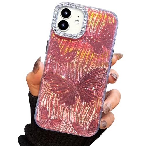 I-MGAE-IN-AR Compact Case for iPhone 11 Butterfly Design,3D Diamond Camera Lens Protection Frame,Cute Soft Slim TPU Shockproof Protective Phone Cases Cover for Women Girls Aesthetic Rose Gold - color: Rose Gold, size: iPhone 11