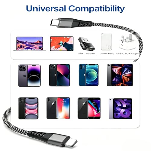 USB C to Lighting Cable 3FT+6FT iPhone Charging Cord Nylon Braided iPhone Charger Lighting Cable 2Pack iPhone Lighting Cable for iPhone 14 13 12 11 Pro Max XR XS 8 7 6 Plus SE