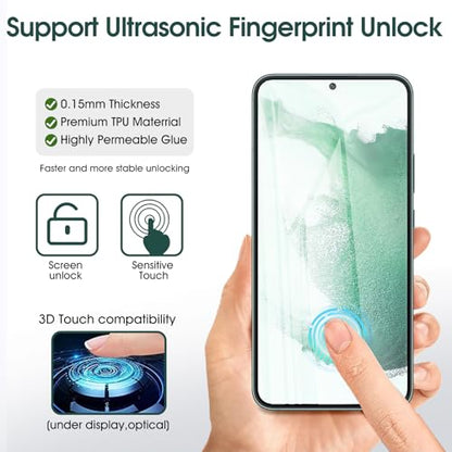 3 Pack TPU Screen Protector for Samsung Galaxy S22, Self-Healing HD Flexible Hydrogel Film Compatible with Galaxy S22 5G 6.1", Support Fingerprint Unlock, Scratch-Resistant, Bubble Free - size: Samsung Galaxy S22