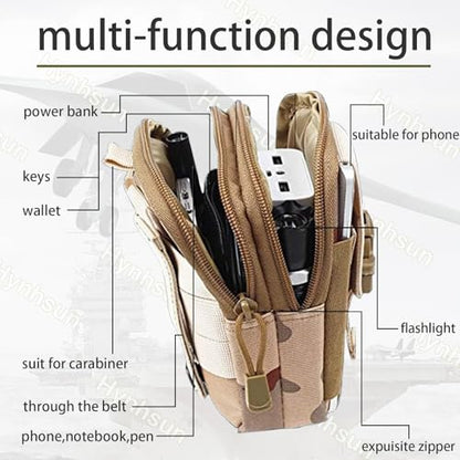 2 Pack Tactical Molle Pouch, Universal EDC Waist Bag Pouches, Outdoor Belt Bags Gear Tool Gadget Pocket with Cell Phone Holster Kakhi - color: CP Camo