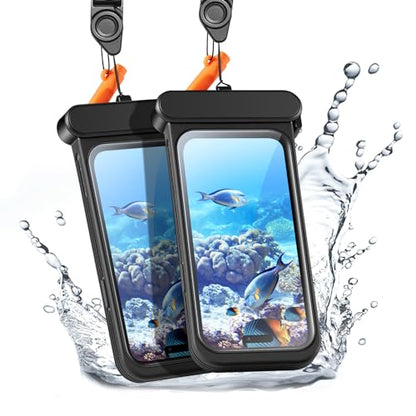 ESR Waterproof Phone Pouch for iPhone 15 Pro Max /14 Pro Max, Black | Underwater Touch Sensitivity, IPX8 Floating Waterproof Cellphone Case with Lanyard, Dry Bag for Snorkeling, 2 Pack