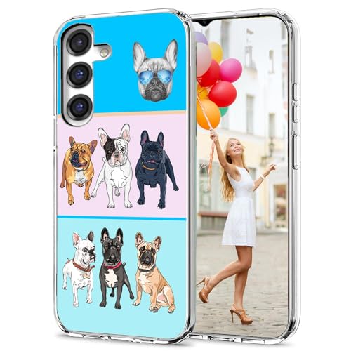 for Samsung Galaxy S24 FE Case for Girl Women Men, Full Protective Shockproof Slim Soft TPU Clear Phone Cover Cases for Galaxy S24 FE,Cool Cartoon Animal Pet Dog Puppy French Bulldog Pink - color: French Bulldog