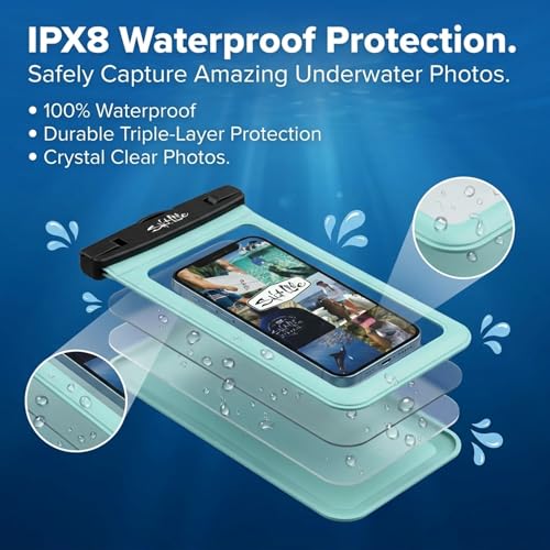 Salt Life Waterproof Phone Bag Sleeve – IPX8 100% Waterproof Protection, Universal Phone Pouch with Touchscreen Clear Window, Secure Seal Closure & Lanyard for Beach, Pool, Kayak & Travel (Pink) - color: Pink