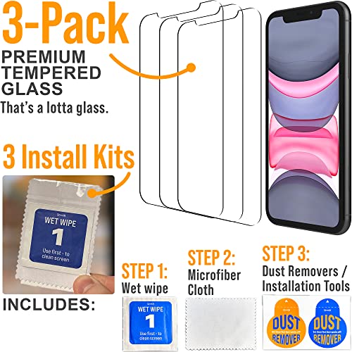 Scooch® Tempered Glass Multipack for iPhone 11, 3 Screen Protectors and 2 Camera Lens Protectors, Premium 9H Tempered Glass, Anti-Scratch, Anti-Fingerprint, Impact Resistant - size: iPhone 11