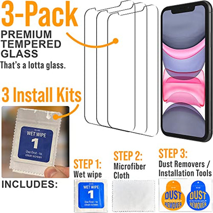Scooch® Tempered Glass Multipack for iPhone 11, 3 Screen Protectors and 2 Camera Lens Protectors, Premium 9H Tempered Glass, Anti-Scratch, Anti-Fingerprint, Impact Resistant - size: iPhone 11