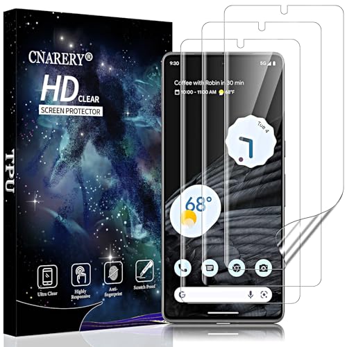 3 Pack Screen Protector for Google Pixel 7 Pro [Not Glass], Support Fingerprint Flexible TPU Film, Touch Sensitive, Anti-Scratch, Full Coverage