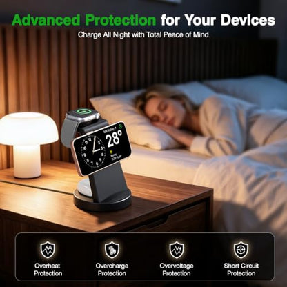 25W Fast Desktop 3 in 1 Magnetic Wireless Charging Stand Station