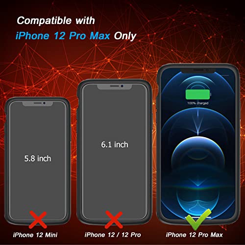 Battery Case for iPhone 12 Pro Max, [12000mAh] Enhanced Portable Protective Qi Wireless Charger Case Battery Pack with CarPlay Wireless Charging Case Compatible for iPhone 12 Pro Max (6.7 inch)-Black - size: iPhone 12 Pro Max