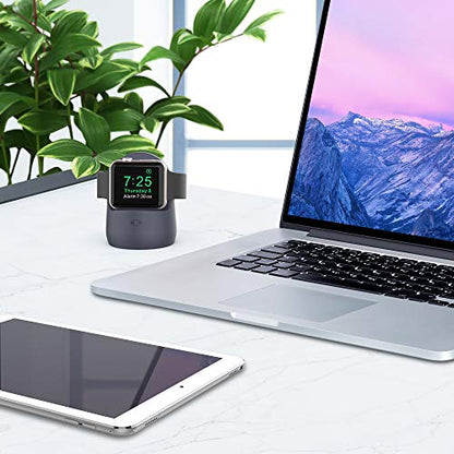 AhaStyle iWatch Stand Silicone Charging Dock Holder Accessories for Apple Watch Series 8/Ultra/SE2/7/6/SE/5/4/3/2/1(49/45/44/42/41/40/38mm), Supports Nightstand Mode【Adapters NOT Included】(Navy Blue) - color: Navy Blue