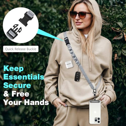 MoKo Adjustable Phone Lanyard Crossbody Strap with Detachable Quick Buckle - color: Dark Gray