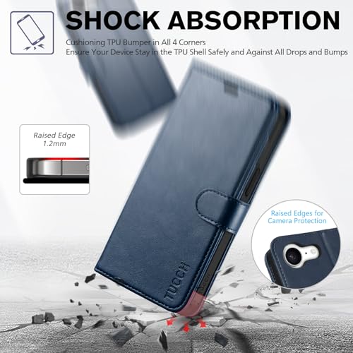 TUCCH Case Wallet for iPhone 17e 16e (6.1"), RFID Blocking Folio, Dark Blue | 4 Card Holders, Kickstand, PU Leather, Magnetic Closure, Shockproof TPU Shell, Protective Flip Cover - color: Dark Blue