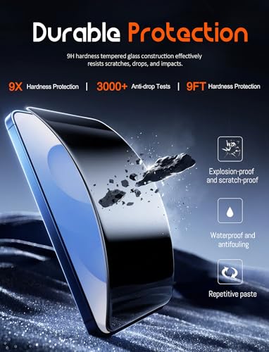 3 Pack Matte Privacy Screen Protectors for iPhone 16 Plus / 15 Plus Tempered Glass Anti-Spy Tempered Glass 9H Anti-Glare Anti-Fingerprint Privacy Protective Film,6.7" - size: 16 Plus /15 Plus- 6.7"