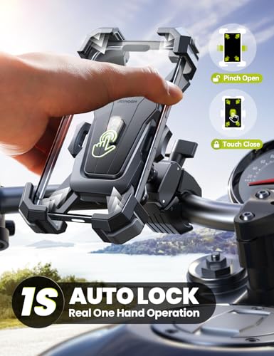 Motorcycle Phone Mount Holder -[Dual Vibration Dampener] [7.2'' Big Phone Friendly] Bike Phone Holder Mount Motorcycle Accessories Bicycle Handlebar Phone Mount for iPhone, Galaxy All Cell Phones