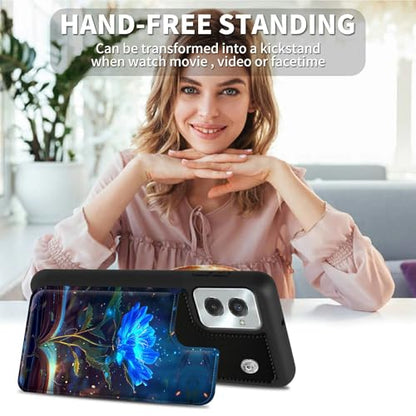 for Motorola Moto G Power 5G 2024 6.7" Wallet Case with Credit Card Holder, Shockproof Protective Kickstand Credit Card Slot Holder Flip Soft PU Leather Cover, Blue Rose - color: Blue Rose