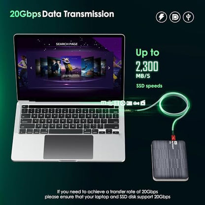 Thunderbolt 5 Cable 15FT Compatible, 20Gbps, 5K@60Hz, 4K@60Hz, PD 240W, USB4 2.0 USB C Video Display Cable for Thunderbolt 4, iPhone 17, SSD, Mac mini M4 / M4 Pro, MacBook Pro - size: Straight 15FT