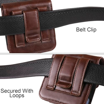 Galaxy Z Flip 5G Waist Belt Bag Leather, Mobile Phone Holster Wear Belt Waist Pack Leather Case with Belt Loop Compatible with Samsung Galaxy Z Flip 7 6 5 4 3 5G (SM-F700 SM-F707 SM-F711) Moto RAZR - color: Coffee