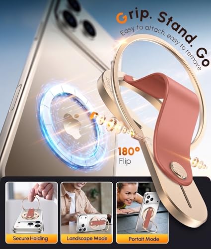 GripMate 2nd Magnetic Phone Ring Holder, Slim MagSafe Finger Loop Grip - color: Amber