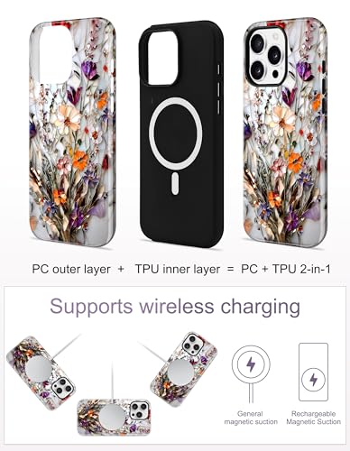 Jusy Magnetic Stained Glass Floral Case for iPhone 16e/17e, Bouquet | Compatible with MagSafe, Cute Aesthetic Flower Design, TPU and PC Protective Phone Cover - color: Bouquet