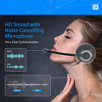 IPD IPH-165 Phone Headset with Noise Cancelling Microphone for Office and Call Center-Compatible with Avaya 1608 1616 9601 9608 9611 9611G 9620 9621 9630 9631 9640 9641 9650 9670 J139 J159 J169 J179 - color: 165-BL-FOAM
