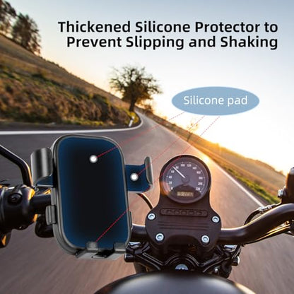 Motorcycle Phone Holder, Anti Shake Bicycle Phone Clamp for Road Ebike/Scooter/Stroller-One Hand Operation 360°Rotation,Bike Accessories Handlebar Clip Holder, Black 94003 - color: Black2 Handlebar
