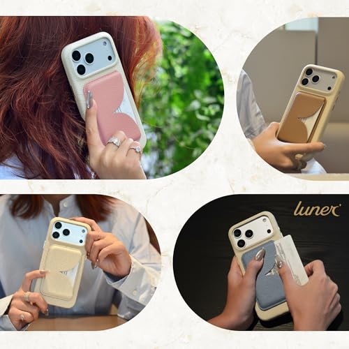 Luner - Eco Leather Magnetic Side-Access Card Wallet Compatible with Magsafe - [for iPhone 17, 16, 15, 14, 13, 12 series] - [Holds 2 cards] - Cream - color: Cream, style: Side-access