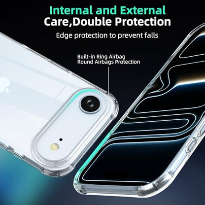 ONES for iPhone Air /17 Air Case Clear, Slim Soft TPU Silicone Cover, Military Drop Protective Thin Phone Bumper Case with Shockproof Airbags, Dropseys Slippery Sturdy, Durability, Transparent - color: HD High Transparency, size: iPhone 17 Air
