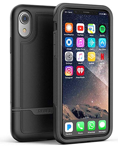 Encased Heavy Duty iPhone XR Protective Case (2018) Military Grade Full Body Cover (Rebel Armor) - Black - color: Black