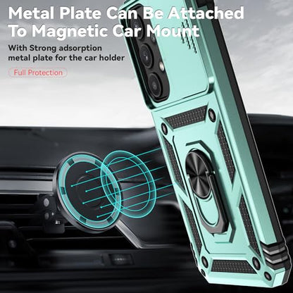 for Galaxy A35 5G Case,with Screen Protectors and Camera Cover,[Military Grade] 16ft.Drop Tested Cover with Magnetic Kickstand Protective Case for Samsung A35 5G, Green - color: Green