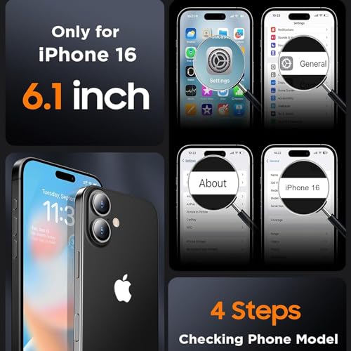 Battery Case for iPhone 16, Upgraded 10000mAh Ultra-Slim Rechargeable Portable Extended Battery Pack Support Qi Wireless Charging Case Compatible with iPhone 16 (6.1 inch) Charger Case Cover(Black) - size: iPhone 16 (6.1 inch)