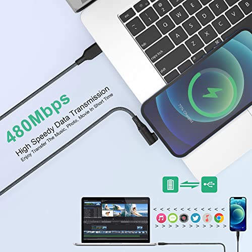 Apple MFi Certified Extra Long Right Angle iPhone Charger Cable (20 ft) - 90 Degree Nylon Braided Compatible with iPhone 13 12 11 X