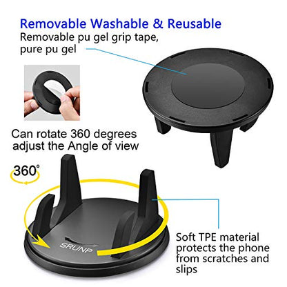 SRUNP Dashboard Phone Holder for Car [Vertical Horizontal 360 Rotate] Car Phone Mount, Cell Phone Holder Compatible with iPhone 17 16 15 14 13 12 Pro Max Samsung Android Smartphones and More