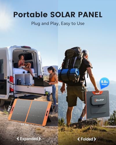 SOLUPUP 100W Portable Solar Panel for Power Station, 23.5% High Efficiency Foldable Solar Charger with DC/XT60/Anderson Cable, QC3.0 USB Outputs, IP65 Waterproof for Outdoor Camping RV Off-Grid - size: 100W