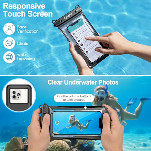Rynapac 4 Pack IPX8 Waterproof Phone Pouch Floating- [Up to 8.5"] with Adjustable Lanyard for iPhone 17 16 15 Pro Max
