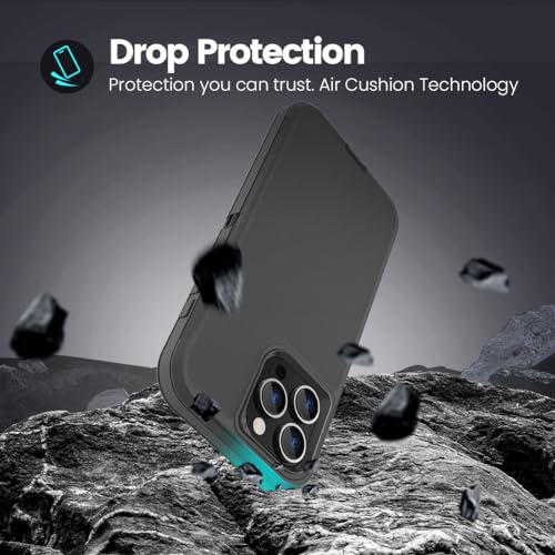 Sansunto for iPhone 15 Pro Max Case with Full Body Protection, Heavy Duty Shockproof Military Grade 3 in 1 Silicone Rubber with Hard PC Rugged Durable Phone Cover for 15 Pro Max 6.7 Inch. (Black) - color: Black