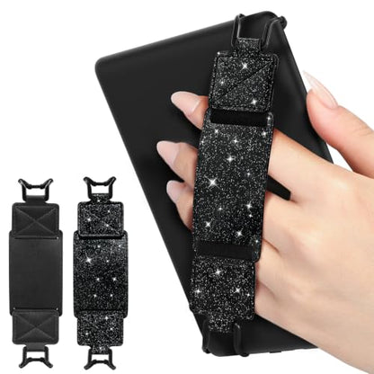 MoKo 2 Pack Hand Strap for 6-8" Kindle eReaders Tablets, Black+Shiny Black - color: Black+Shiny Black