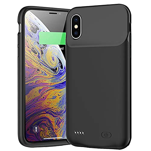 Battery Case for iPhone Xs Max, 10000mAh Slim Portable Protective Charging Case Compatible with XS Max (6.5 inch) with Carplay Extended Rechargeable Extended Battery Pack Charger Case (Black)