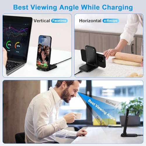 Foldable Wireless Charger Stand Fast Charging for Samsung Galaxy S26 Ultra - color: Black