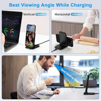 Foldable Wireless Charger Stand Fast Charging for Samsung Galaxy S26 Ultra - color: Black
