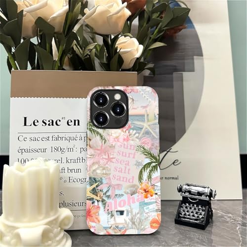 Case for iPhone 15 Pro Max, Cute Phone Case, Aloha Summer Collage | Hybrid 2-Layer Phone Cover，Military-Grade Protection Durable Shockproof Anti-Scratch Cases - color: Pink Aloha Summer Collage, size: Iphone 15 Pro Max