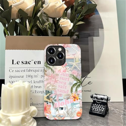 Case for iPhone 15 Pro Max, Cute Phone Case, Aloha Summer Collage | Hybrid 2-Layer Phone Cover，Military-Grade Protection Durable Shockproof Anti-Scratch Cases - color: Pink Aloha Summer Collage, size: Iphone 15 Pro Max