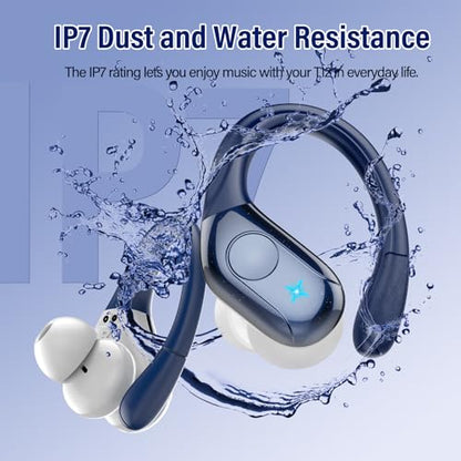 Wireless Earbuds Bluetooth 5.4 Headphones Sports, 75Hrs Bass Hi-Fi Stereo - color: Y-Starry Deep Blue