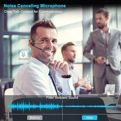 iDIGMALL Bluetooth Headset with Mic, Open Ear Headphones with Microphone - color: Black