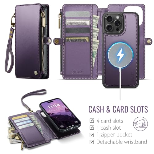 for iPhone 14 Pro Max - Phone Case Wallet Magnetic, Purple - color: Deep Purple, size: iPhone 14 Pro Max