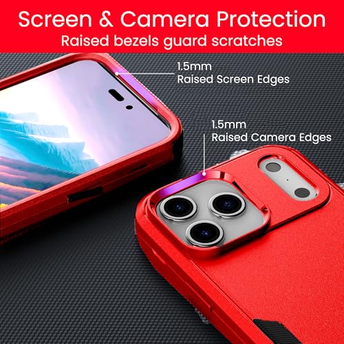 MXX for iPhone 17 Pro Max Case, Heavy Duty 3 in 1 Wing Design Protective Cover with MagSafe, Phone Case 2025 (Red) - color: Red, size: iPhone 17 Pro Max