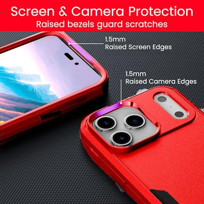 MXX for iPhone 17 Pro Max Case, Heavy Duty 3 in 1 Wing Design Protective Cover with MagSafe, Phone Case 2025 (Red) - color: Red, size: iPhone 17 Pro Max