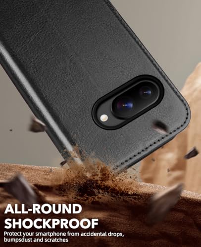 OCASE Compatible with Google Pixel 10a Wallet Case, PU Leather Flip Folio Case with Card Holders RFID Blocking Kickstand [Shockproof TPU Inner Shell] Phone Cover 2026, Black - color: Black