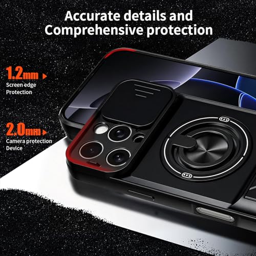 Dssairo for iPhone 16 Pro case with 360°Rotation Magnetic Ring Compatible with MagSafe Slide Camera Cover Foldable Stand Military-Grade Shockproof Protective case (Black, iPhone 16 Pro) - color: Black, size: iPhone 16 Pro