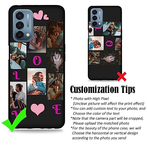 Custom Photo Case for OnePlus Nord N200 5G with Designed Picture Text Logo Name - Do It Yourself Protective Soft N 200 5 G Phone Cover Black Personlized for Dad Mom Couple - color: Black 12 - LOVE, 7 Photos