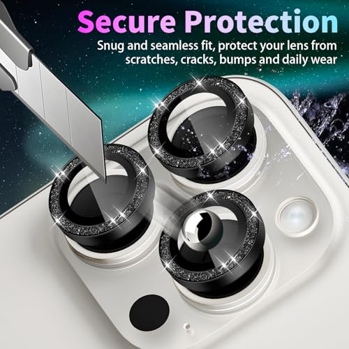 Camera Lens Protector for iPhone 14 Pro/14 Pro Max, Glitter Black - color: Glitter Black