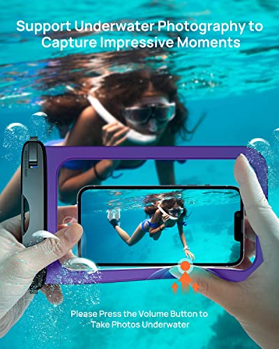 Lanhiem Large Waterproof Phone Pouch [Up to 10.5"] Universal IPX8 Waterproof Dry Bag with Lanyard for iPhone 17 Pro Max /16, S25 Ultra/ S24/ S23 Plus/ S25 FE, Moto G/Pixel 10 9 8 Pro, Black+Purple